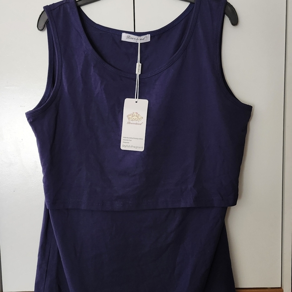 NWT-2 BEARSLAND Stylish Pregnant Maternity Nursing Tank Tops. Black&Blue. Medium - Picture 3 of 16
